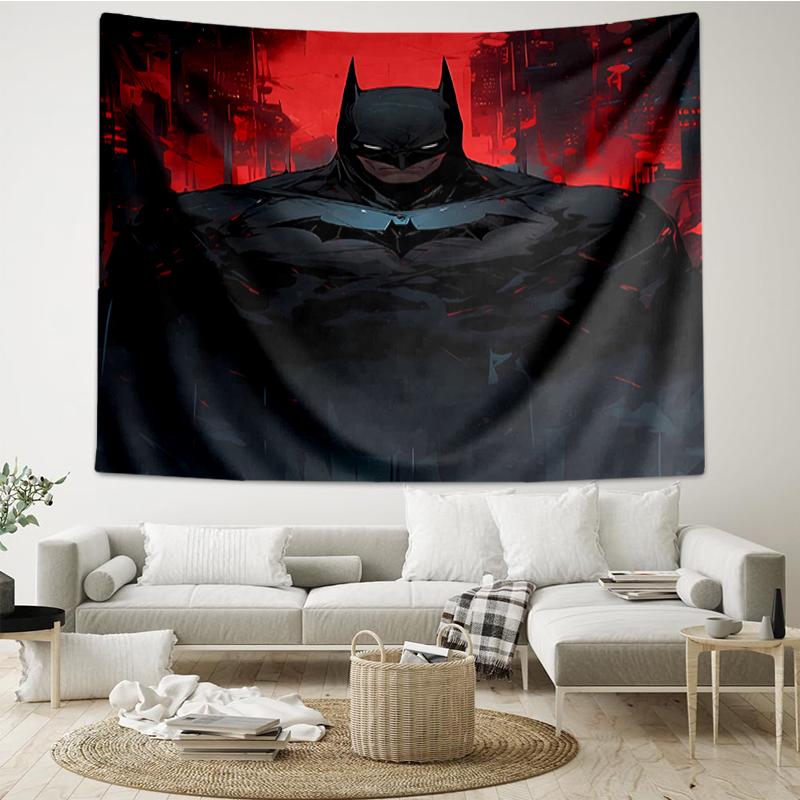 Batman Print Tapestry, Backdrop, Easy Setup, Ideal for Bedroom, Office & Living Room, with Aesthetic Wall Hanging Decor.