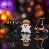 Cute Spooky Home Decor 3Pcs Halloween Decoration, Resin Micro Landscape Miniature Figurines, Ghost Kids Decoration Pumpkin Fairy Garden Ornament