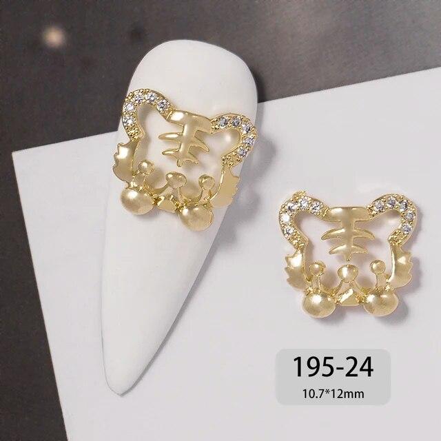 Chinese New Year 3D Nail Art Accessories Jewelry Decorations DIY Tiger Lucky Money Bag Crystal Red Gemstone Rhinestone Beads