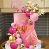 20PCS Heart & Ball Shape Cake Topper Mix Size Gold Silver Birthday Cake Flag DIY Valentine's Day Cupcake Dessert Decorations