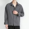 Men Summer Shirt Turn-down Collar Single-breasted Loose Short Sleeve Solid Color Buttons Soft Breathable Men Casual Top