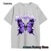 Men Women Summer Fashion Cotton T-Shirt Purple Butterfly Tops Tees Male Casual Short Sleeve Clothing Harajuku Streetwear