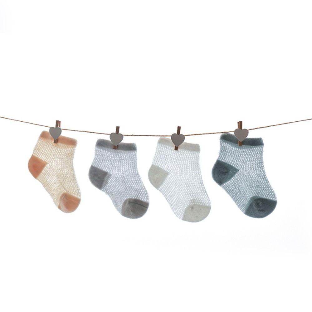 4Pairs Non-slip Baby Ruffle Socks Cotton Toddle Short Socks Sweet Kids Mesh Tube Socks Baby Girl