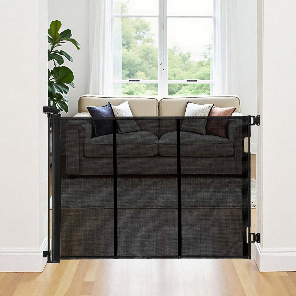 Retractable Baby Gate, Extends to 3050 mm Extra Wide, 980 mm Tall, with Reinforced Fiberglass Strips, Avoids Crawling Through, Mesh Dog Gate for