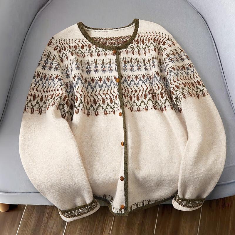 Женский вязаный кардиган в стиле Fair Isle с цветными блоками