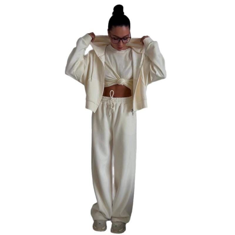 Womens Zip Hoodie Tracksuit Set Embroidered Sweatpants Streetwear
