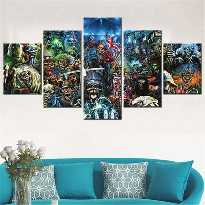 5 шт., настенный художественный набор холстов, постер IRON MAIDEN, модульная картина для интерьера, современное украшение комнаты, домашний декор для подростков, картина