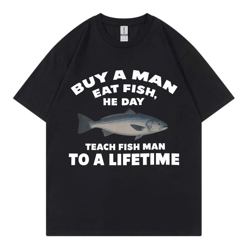 Buy A Unisex Eat Fish Funny Meme T Shirt High Street Fashion Trend Short Sleeve Tshirts Unisex Unisex Casual 100cotton Summer Tshirt