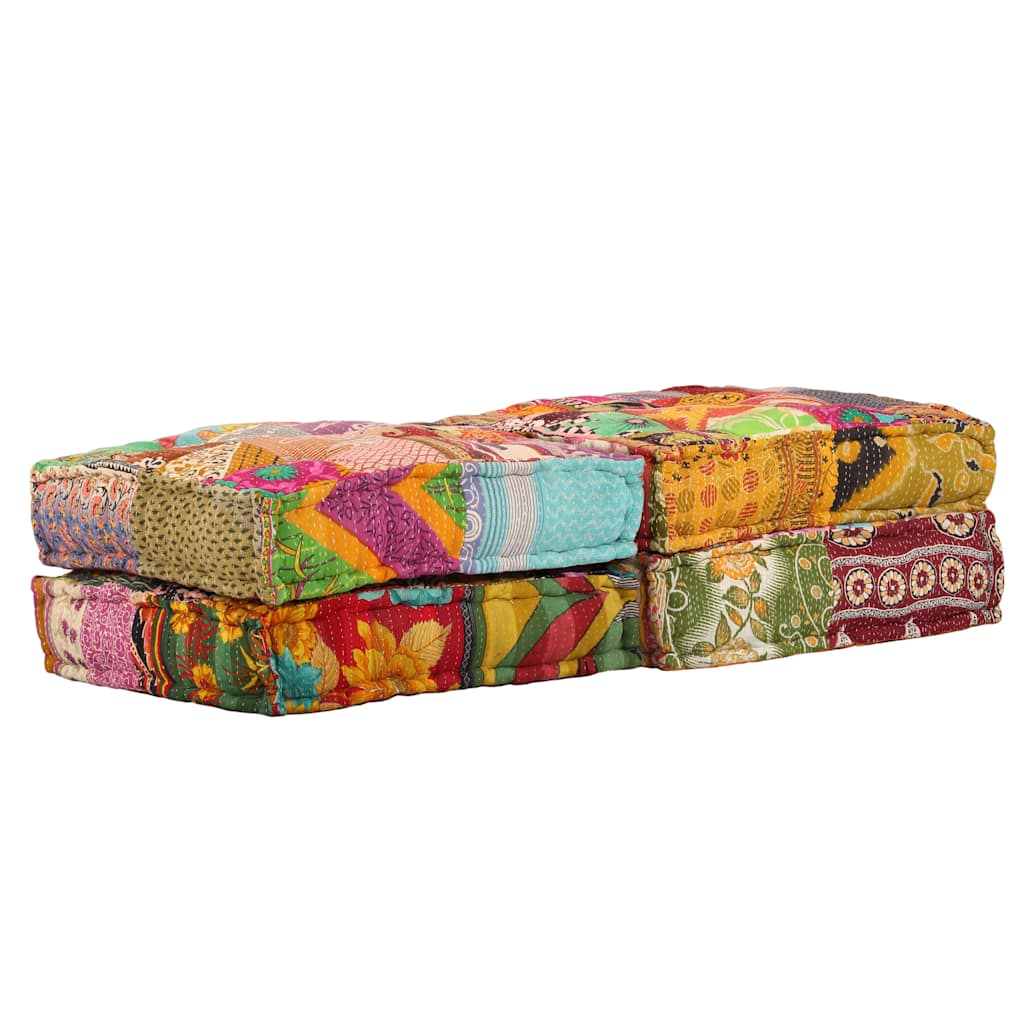 2 Seater Modular Pouf Patchwork Fabric