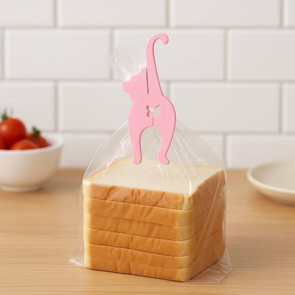 Зажим для хлеба в виде кошачьей попы, Многоразовая завязка для пакета с хлебом, Милые аксессуары с животными, Сохраняют вашу еду свежей.