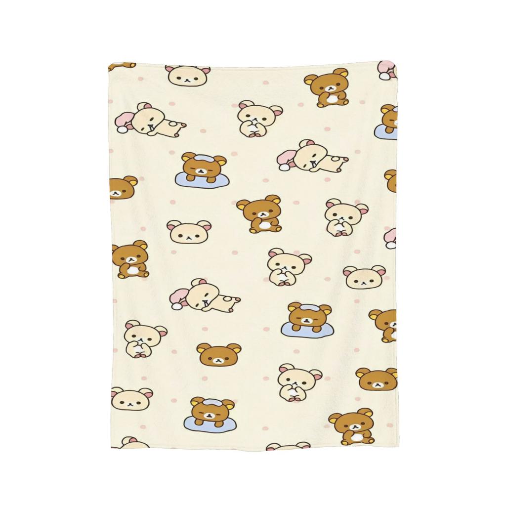 Pink Cute Bear Rilakkuma Blanket Fuzzy Awesome Breathable Throw Blankets for Bed Sofa Winter,