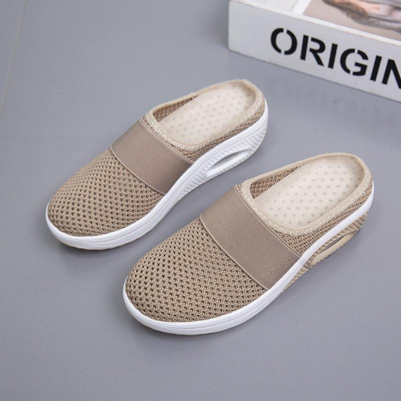 Женские прогулочные туфли без шнуровки на воздушной подушке, ортопедические женские сабо на платформе для диабетиков, легкие сетчатые тапочки на танкетке, женские кроссовки