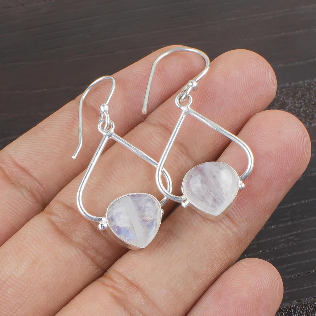 Украшения из радужного лунного камня, Ювелирные изделия из серебра 925 пробы, Серьги ручной работы, Украшения с драгоценными камнями для женщин
