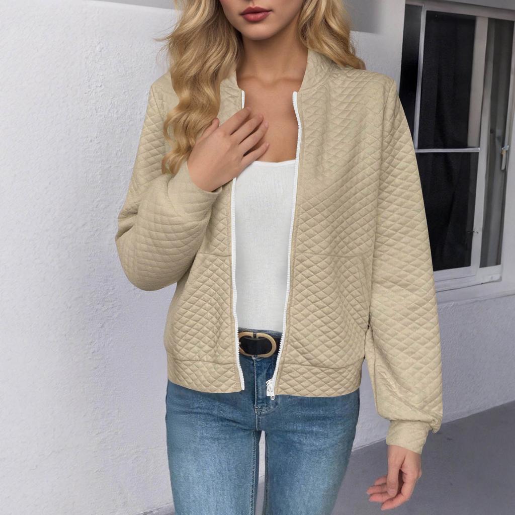 Women's Loose Comfortable Casual Fashionable Zipper Jacket Solid Color Jacket