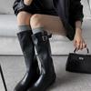 Балетки Женские Ботинки Мода До середины икры Зимняя обувь Дизайнерские Готические Ботинки Новый Тренд для ходьбы Комфортные Челси Mujer De Botas