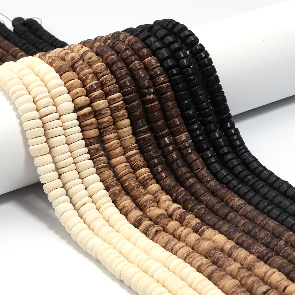 110/300pcs Natural Wooden Beads Coconut Shell Loose Flat Round Wood Beads For Jewelry Making DIY Necklace Bracelet Accessories