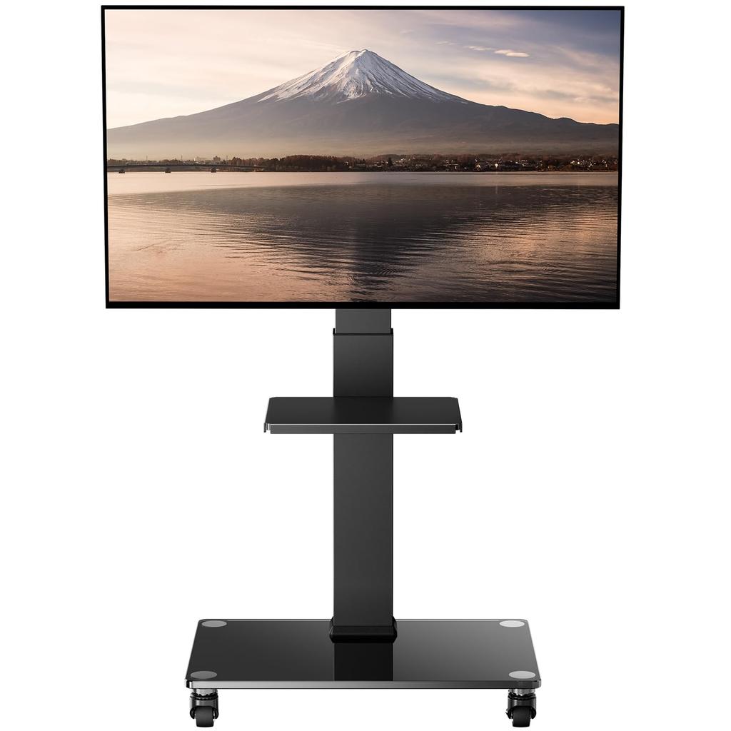 Подставка для телевизора Perlegear с настенным креплением для телевизора, высокая мобильная настенная подставка для телевизора, совместимая с нагрузкой, высота 6 ярусов, черный цвет PGTVMC15 Ролики, Подставка, Тип, Подставка,