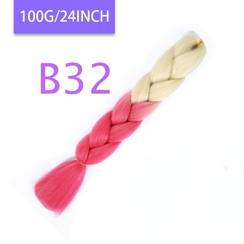 MISQUEEN Yaki Soft Hair Ombre Crochet Braiding Hair Extension For Braid 24 Inch Pink Synthetic Crochet Hair Jumbo Braid Hair