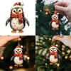 Рождественский пингвин акриловое украшение для автомобильного зеркала с мультяшным стилем для декора салона автомобиля