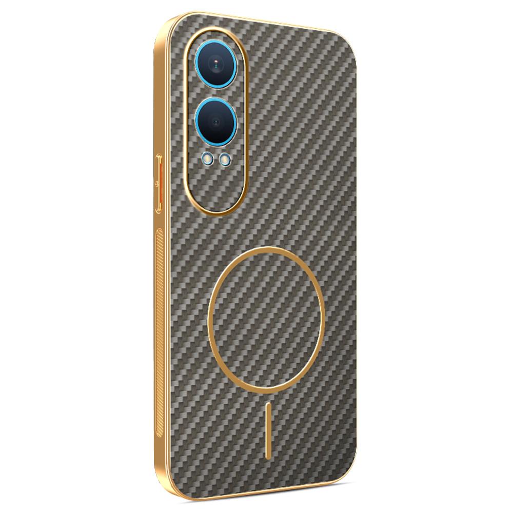 For OnePlus Nord CE4 Lite 5G Phone Case Carbon Fiber Textured Electroplated TPU Back Cover