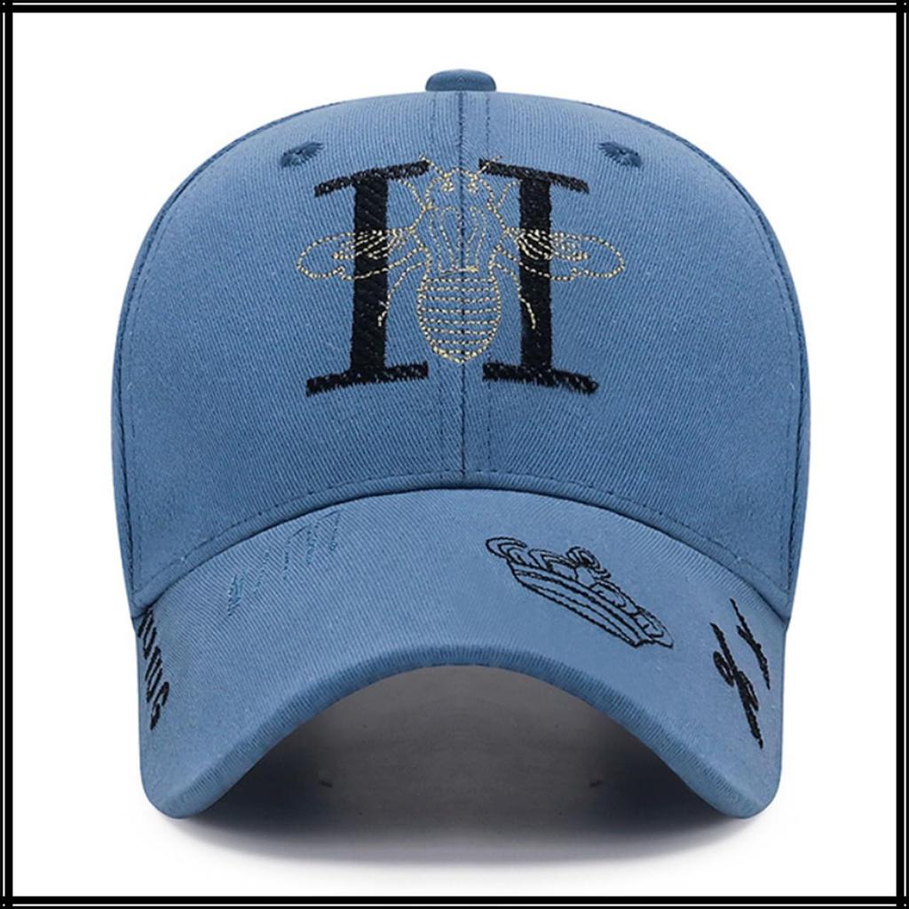 Baseball English CZ026 [White Fang] Hat, Cap, Logo, Letters, Brim, Cap, Stylish, Pop, Bee, Cool, Men's, Women's, (White)