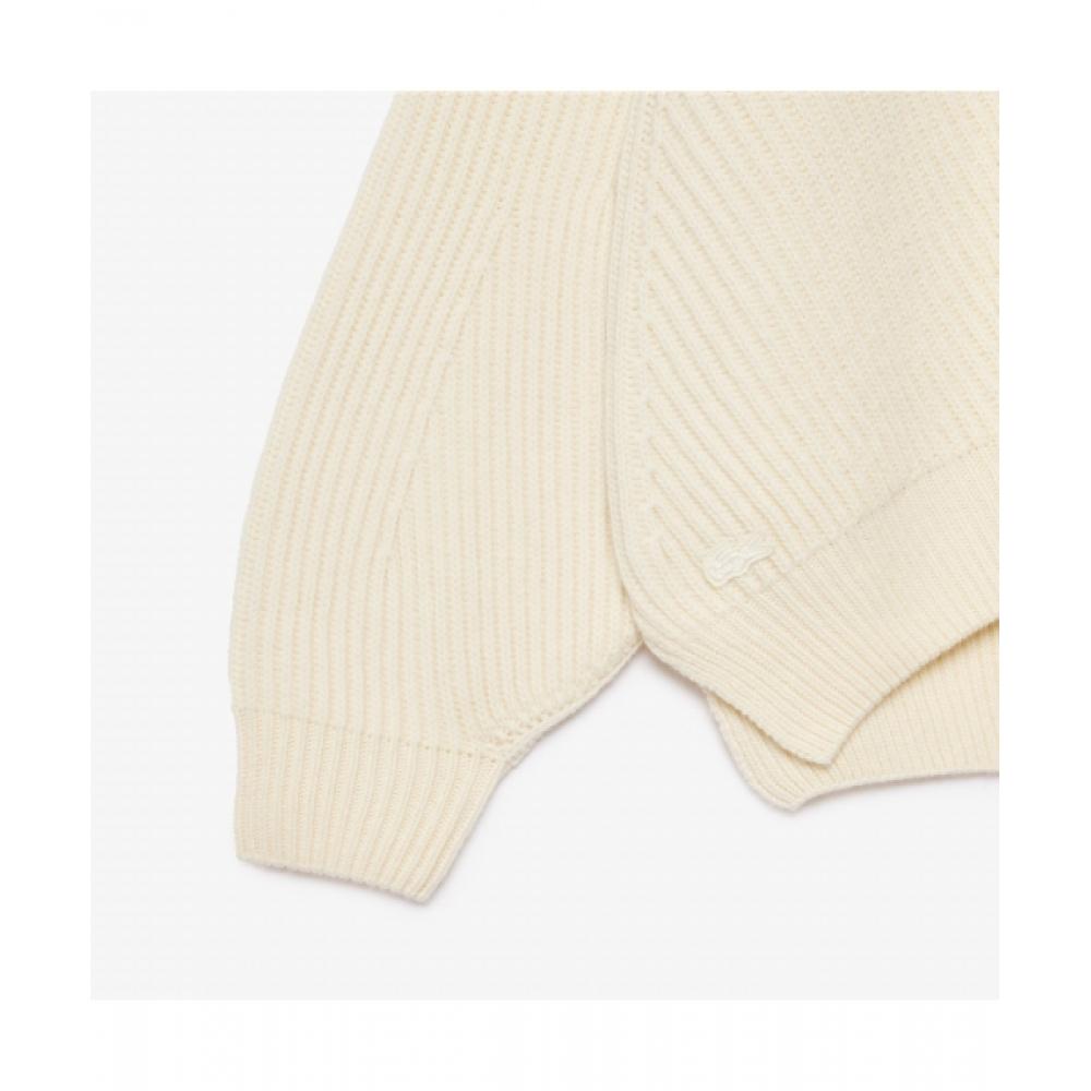 Lacoste Женский свитер S 3d на молнии наполовину [белый]