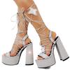 Summer Sexy Diamond Butterfly Strap Waterproof Platform Thick Heel Large Heel High Heel Sandals