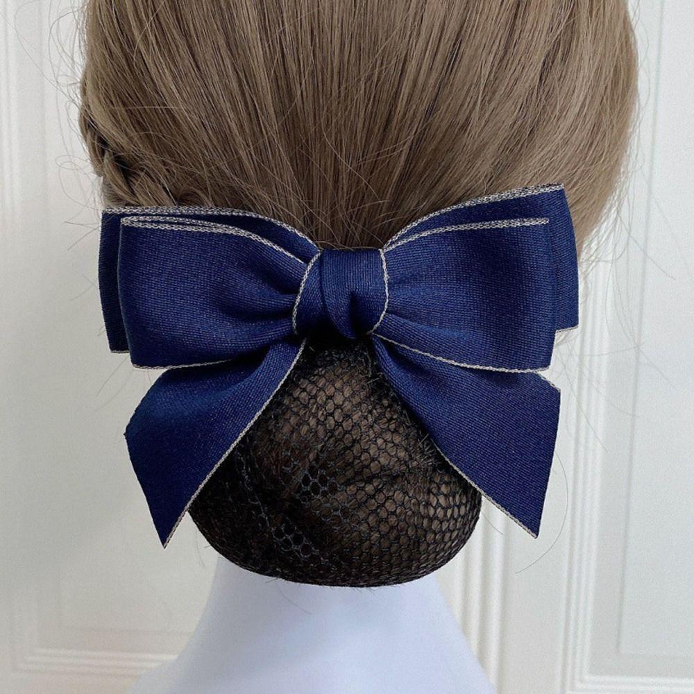 For Female Hair Clip For Girls Ponytail Clip Bow Spring Clip Hairgrips Cover Net Korean Bun Snood