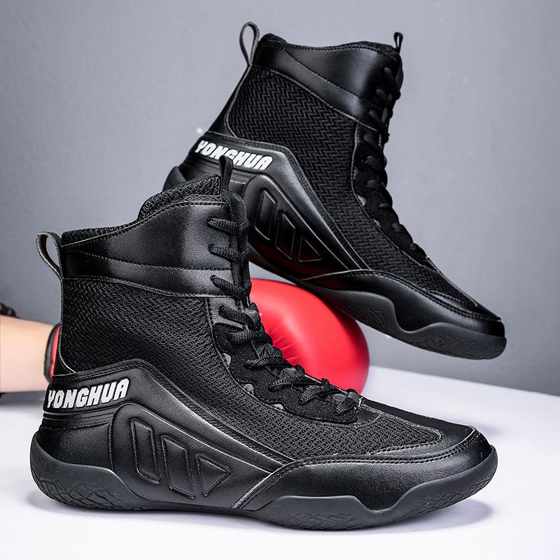 Wrestling Shoes Men's Middle Help Professional Boxing Shoes Non-slip and Wear-resistant Fighting Shoes Fighting Special Training Shoes Muay Thai