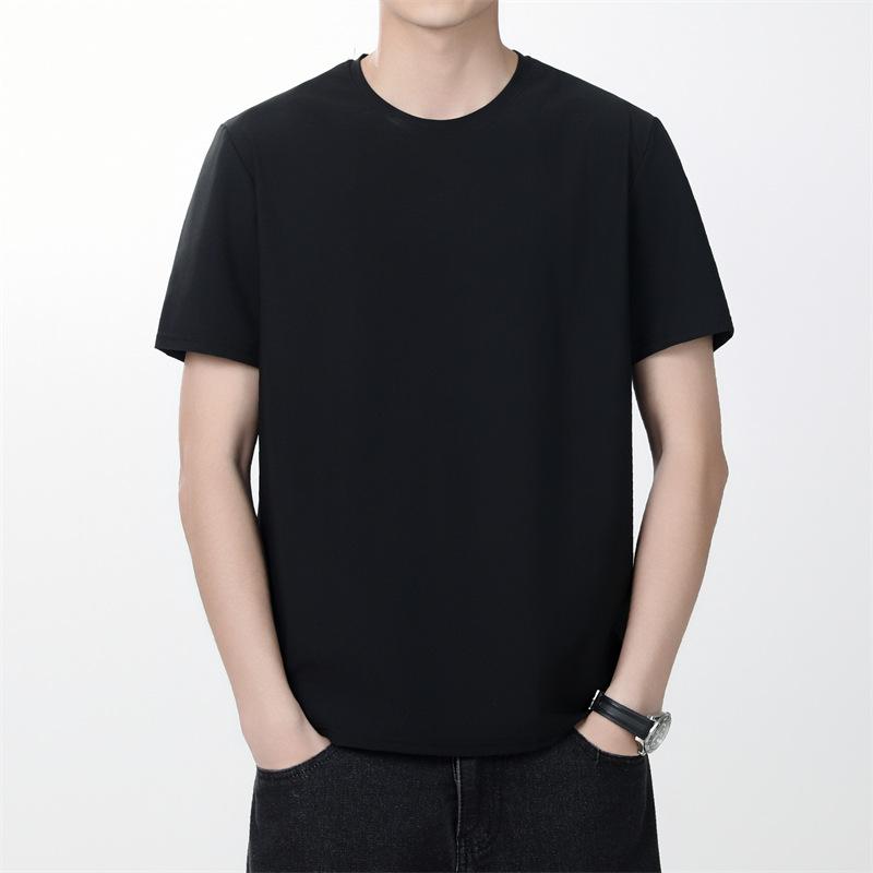 Men's Round Neck Ice Silk T-shirt, Quick Drying Short Sleeved Loose Plus Size Sports T-shirt, Men's Clothing