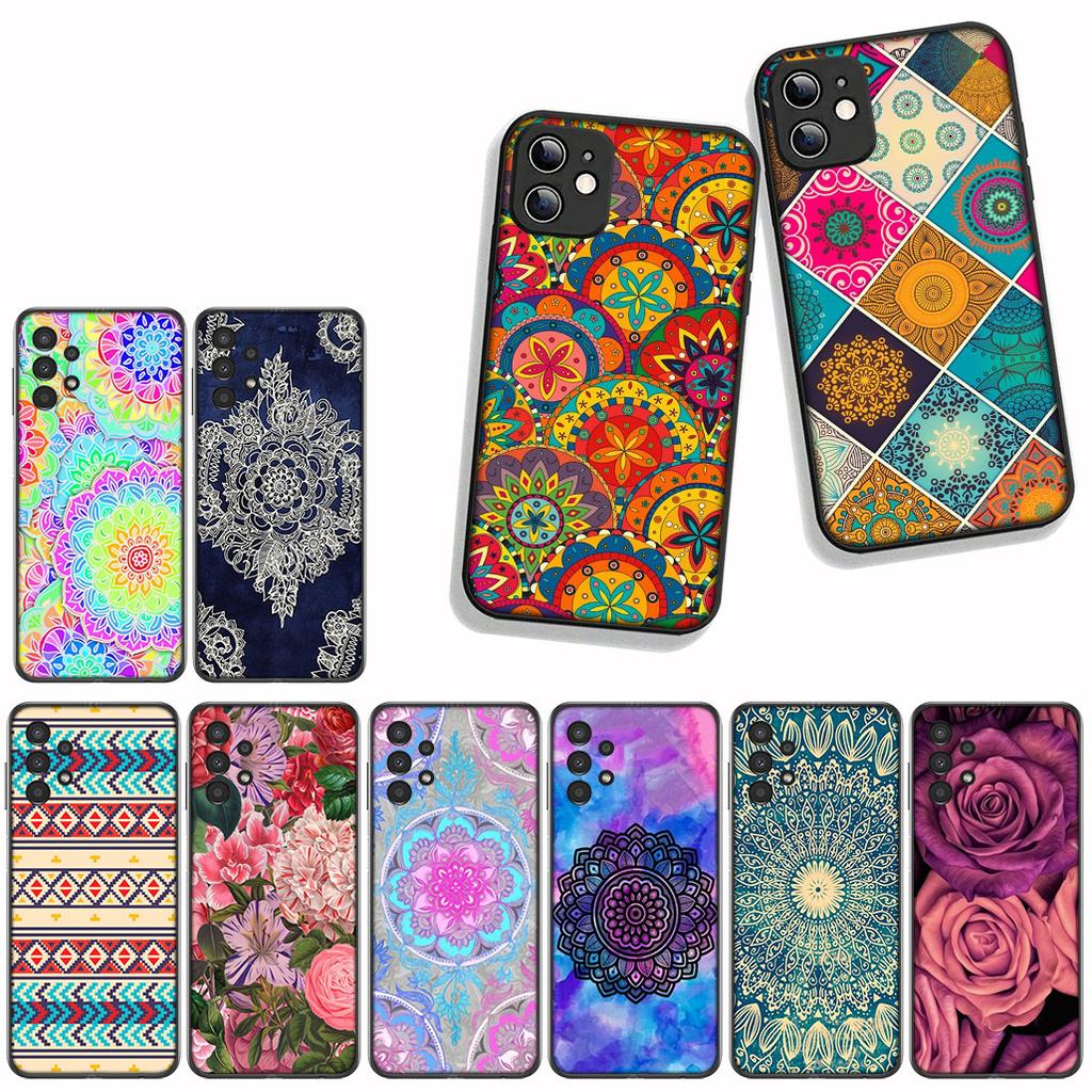 for Samsung Galaxy A55 A54 A25 A36 A17 A26 A35 A33 A34 A14 A37 S9 S20 S21 FE S10 Plus Case Floral Paisley Mandala Flower Texture