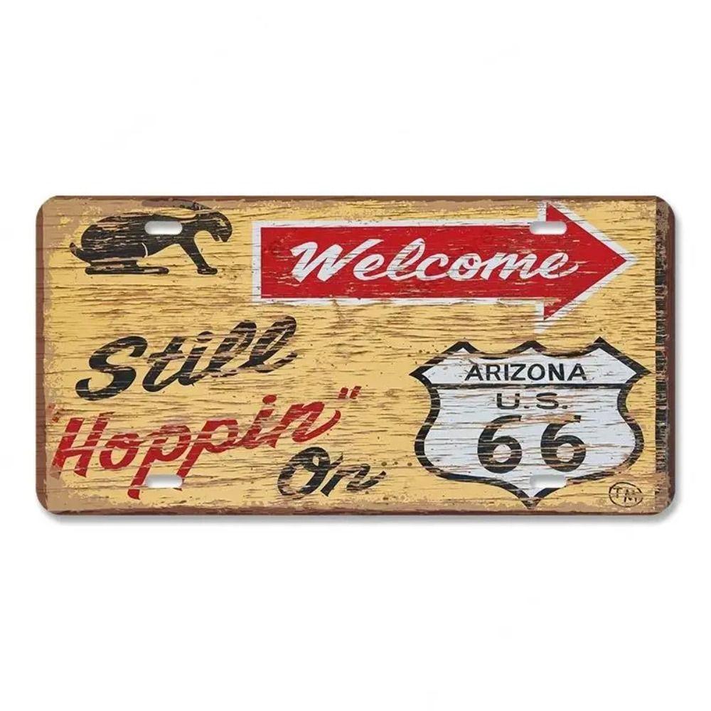 Сувенирный номерной знак Route 66, Винтажная металлическая автомобильная табличка 15x30см