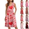 Women's Casual Fashion Sexy V-Neck Button Decoration Sleeveless Valentine's Day Tunic Dress