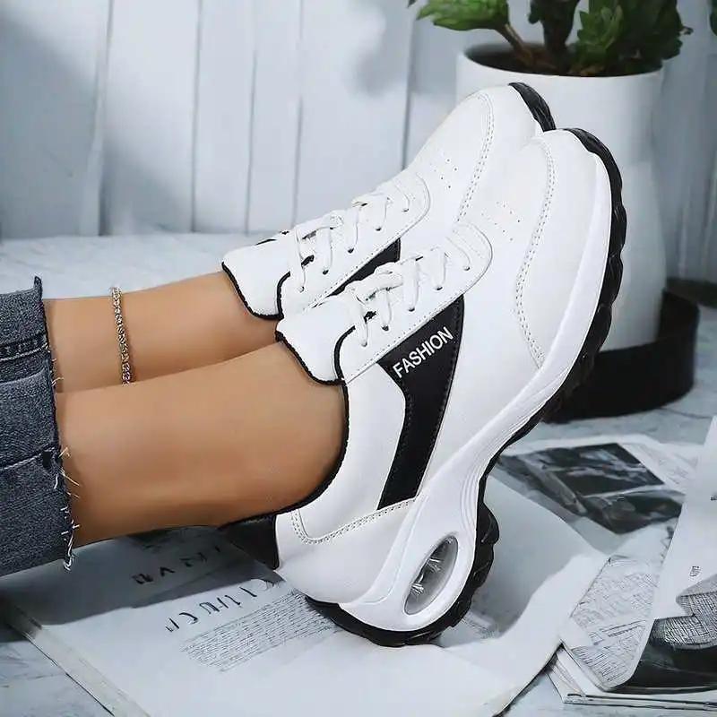 Fashion Synthetic Leather PU Leather Women Lace-up Sneakers Casual Ladies Moccasin Shoes 12 Size Sports Sport Items Tenes Mascolino