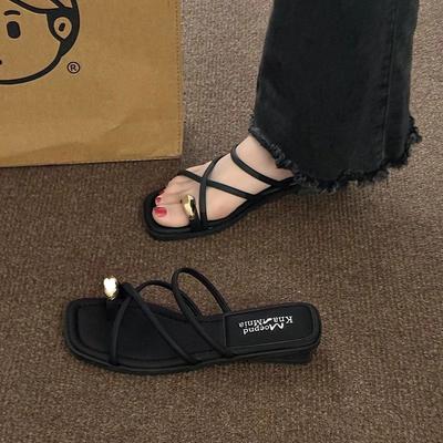 Пляжные шлепанцы женские носят крутые тапочки 2025 лето новые толстая подошва праздничная мода интернет-знаменитость сандалии с перемычкой для пальца