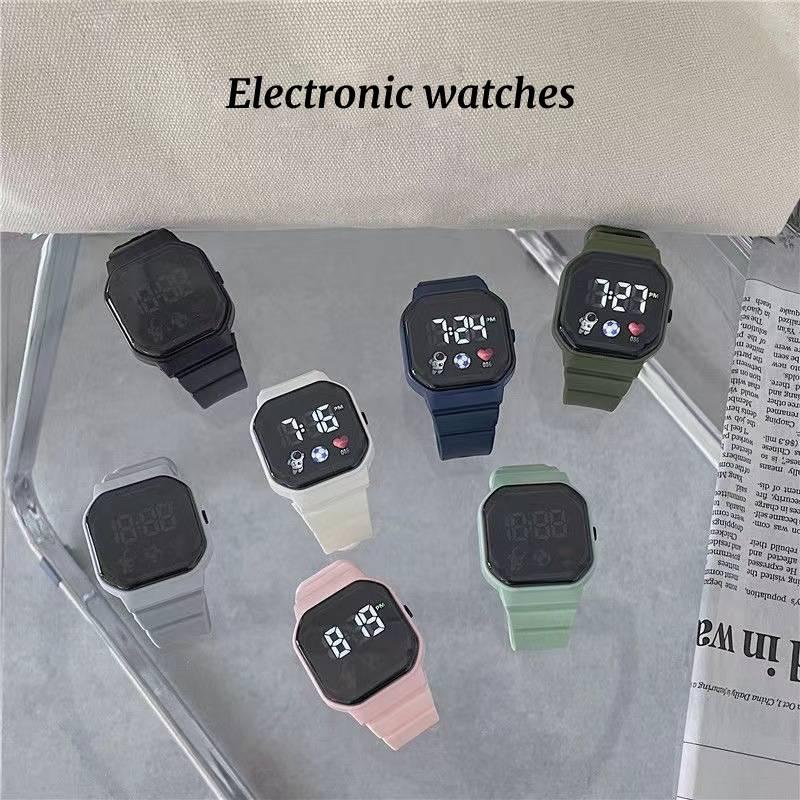 Модные Спортивные Женские Часы с Квадратным Циферблатом Водонепроницаемые Светодиодный Цифровой Дисплей Водозащита 30 м