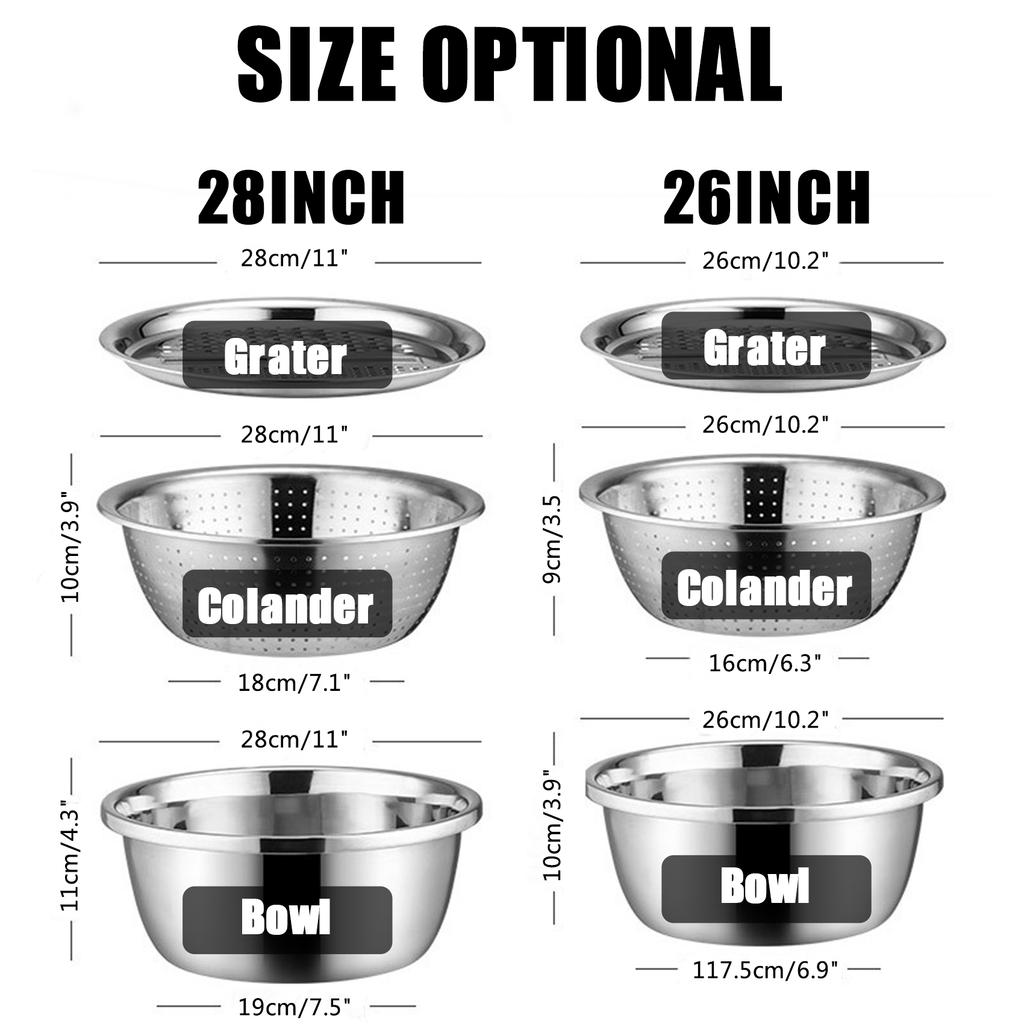 3 в 1 Терка для кухонной раковины Многоцелевой дуршлаг-ломтерез Измельчитель с крышкой из нержавеющей стали