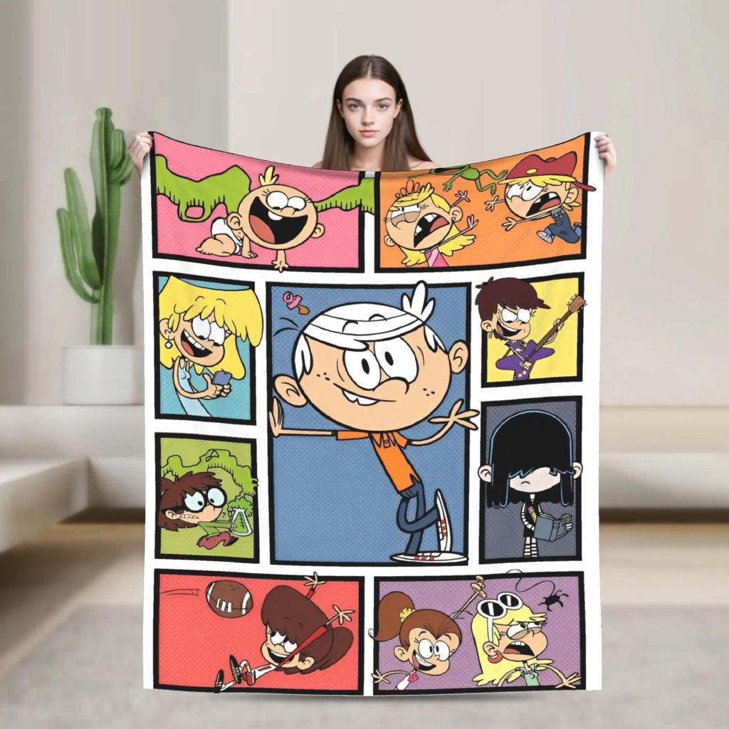 LLoud Houses Family Cartoon Flannel Throw Blanket for Couch Sofa Bed Softized Quality Picnic Blanket