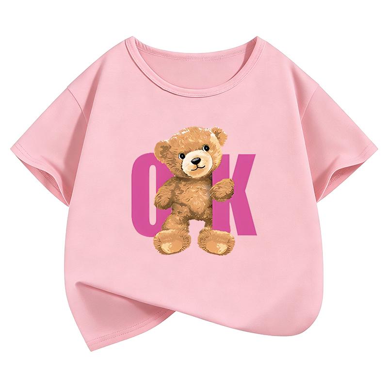 Fashion Kawaii Bear TShirt Printed T Shirt Girls Summer Kids Childrens Short Sleeve Tops TShirts Cute Boys Clothing