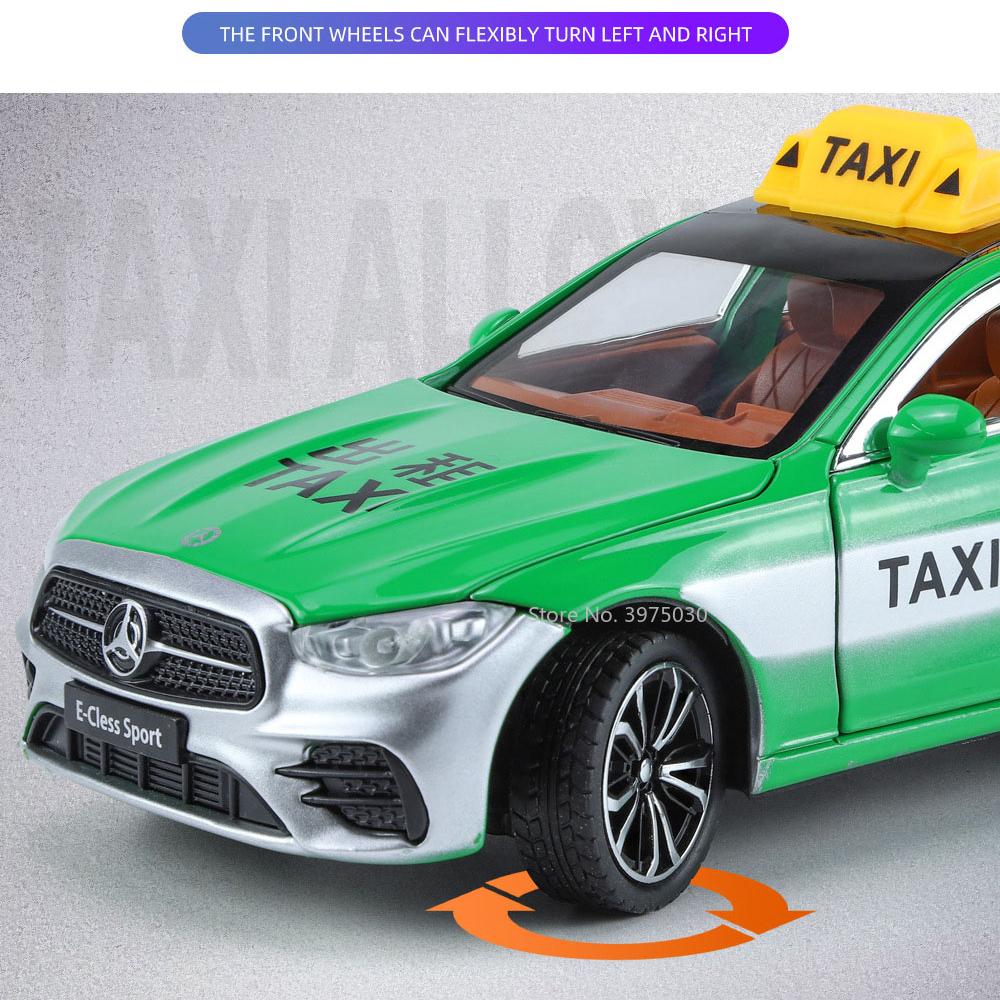 1/24 масштаб Benz E300L такси высокая имитация модель игрушечного автомобиля литые металлические сплавные транспортные средства звук свет инерционный механизм коллекция детские игрушки подарки
