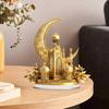 Acrylic Moon Castle Ornament 2D Flat Golden Crescent Moon Mosque Table Sign Holiday Party Home Office Living Room Bedroom Desktop Decoration