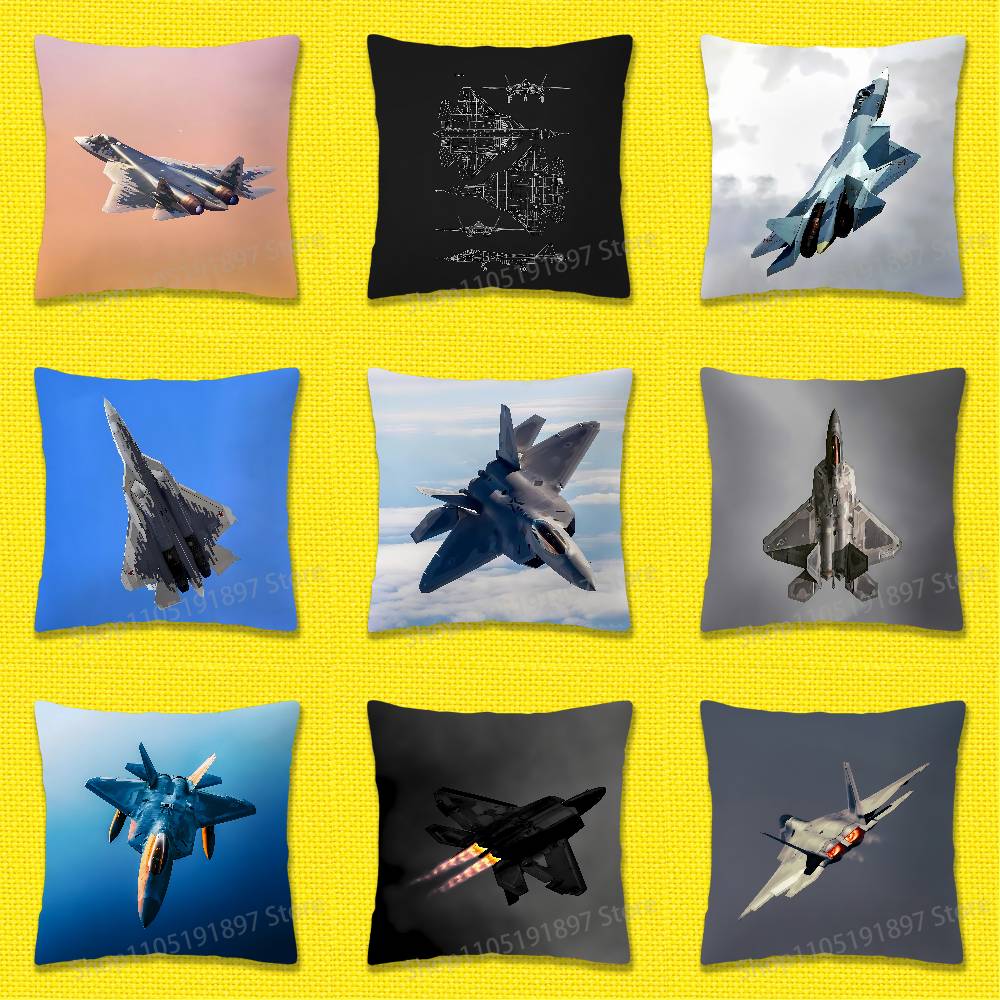 Наволочка для декоративной подушки с изображением истребителей F-F-22 S-SU-57 Raptor Для подушек 55x55см 30x30см 50x50см 45x45см 40x40см Квадратная наволочка для подушки на стул