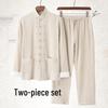 Men's Chinese Style Cotton Linen Tang Suit Jacket & Pants Set with Frog Buttons - Retro Zen Meditation Outfit