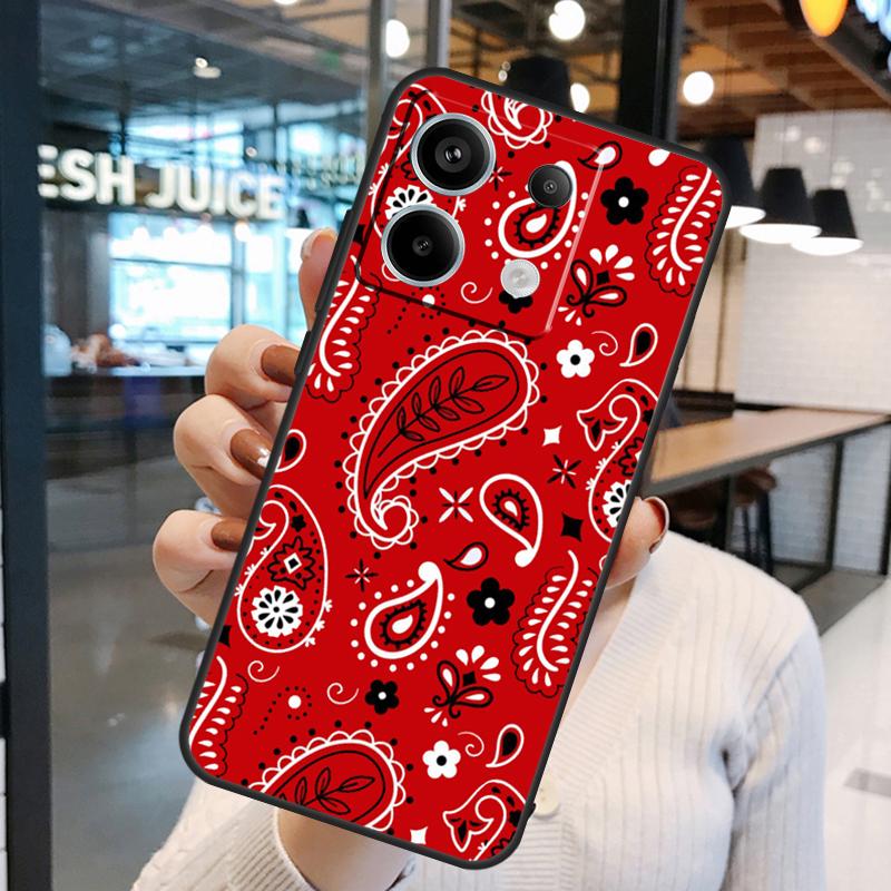 Красный Бандана Пейсли Чехол Для Xiaomi Redmi Note 15 Pro Plus 10 11 12 13 14 Pro Redmi 15 15C 10C 12C 13C 14C Обложка