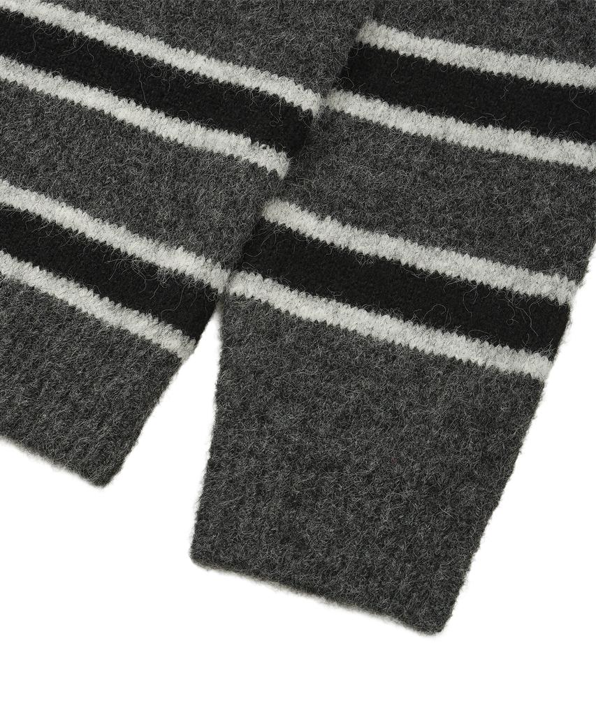 LMR Hairy Stripe Pullover Knit Dark Grey