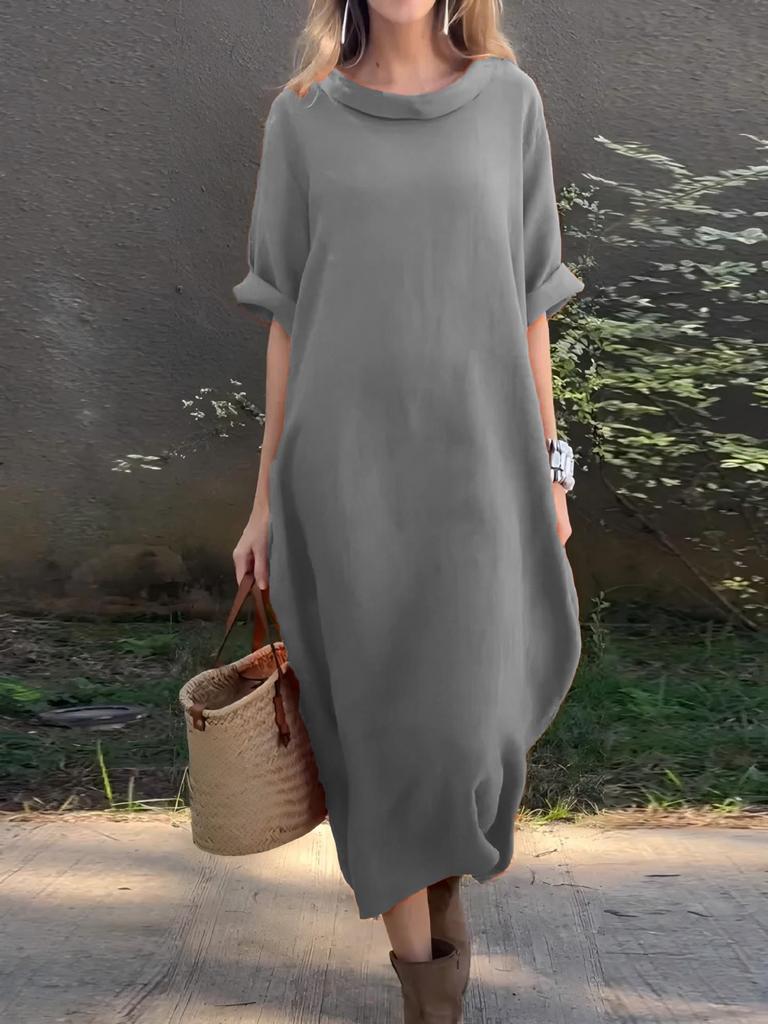 Женское повседневное платье-свинг большого размера в европейском и американском стиле с рукавом средней длины