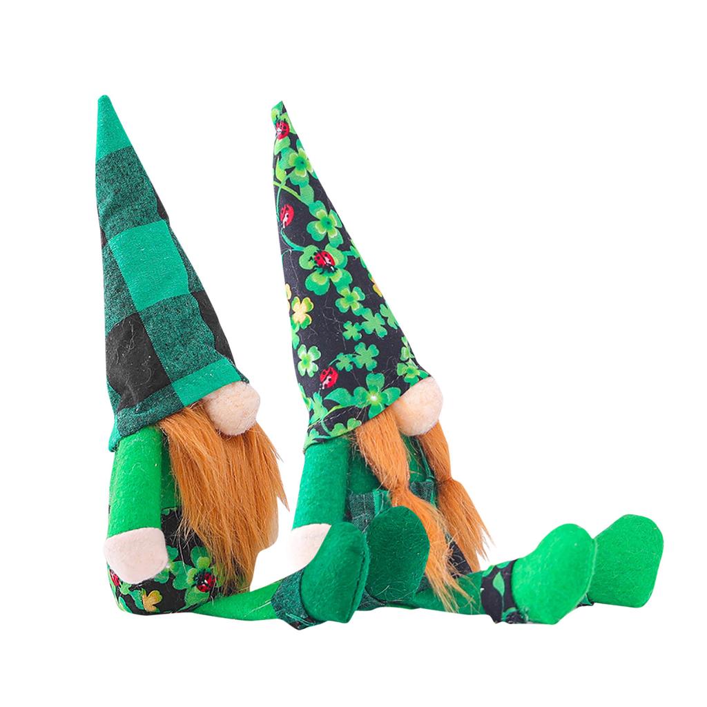 2PC St. Patrick's Day Green Hat Doll Faceless Elderly Irish Festival Ornaments