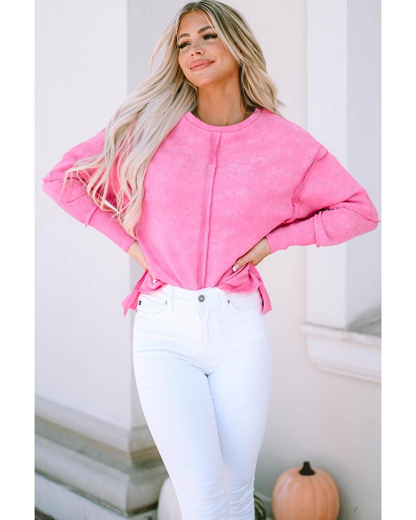 Azura Exchange High Low Raw Edge Sweatshirt