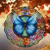 Metal Wind Spinner with Blue Butterfly and Multicolor Floral Design 3D Kinetic Garden Decor Outdoor Art Creative Gift for Home and Garden