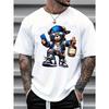Men's Summer Cartoon Bear Print Round Neck Short Sleeve Casual T-shirt Fashion Loose Trend Cotton Couple T-shirt
